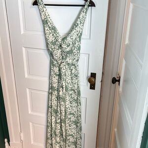 SHEIN Sage Green Open Back Floral Maxi Dress